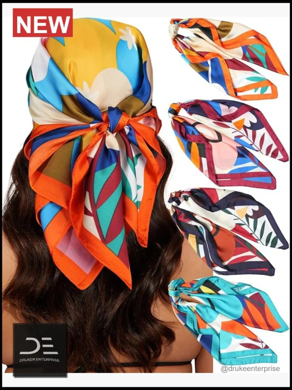 4 Pack Satin Head Scarf Square Hair Wrap Lightweight Fashion Scarves